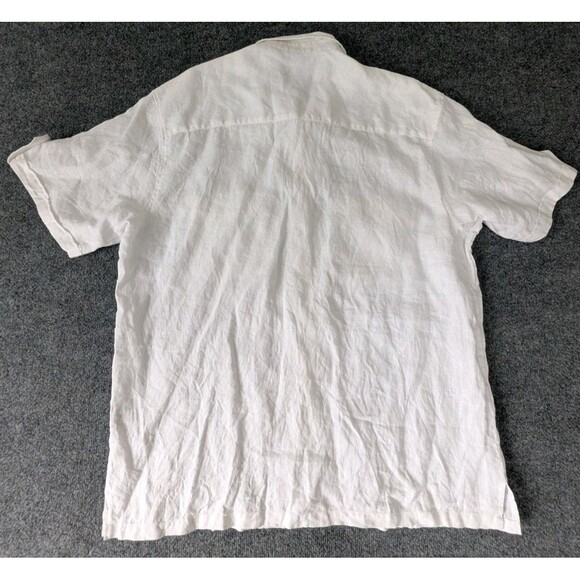 Apollo King New York Shirt Men's 100% Linen Button Up Short Sleeve Sz 2XL White - Picture 4 of 6